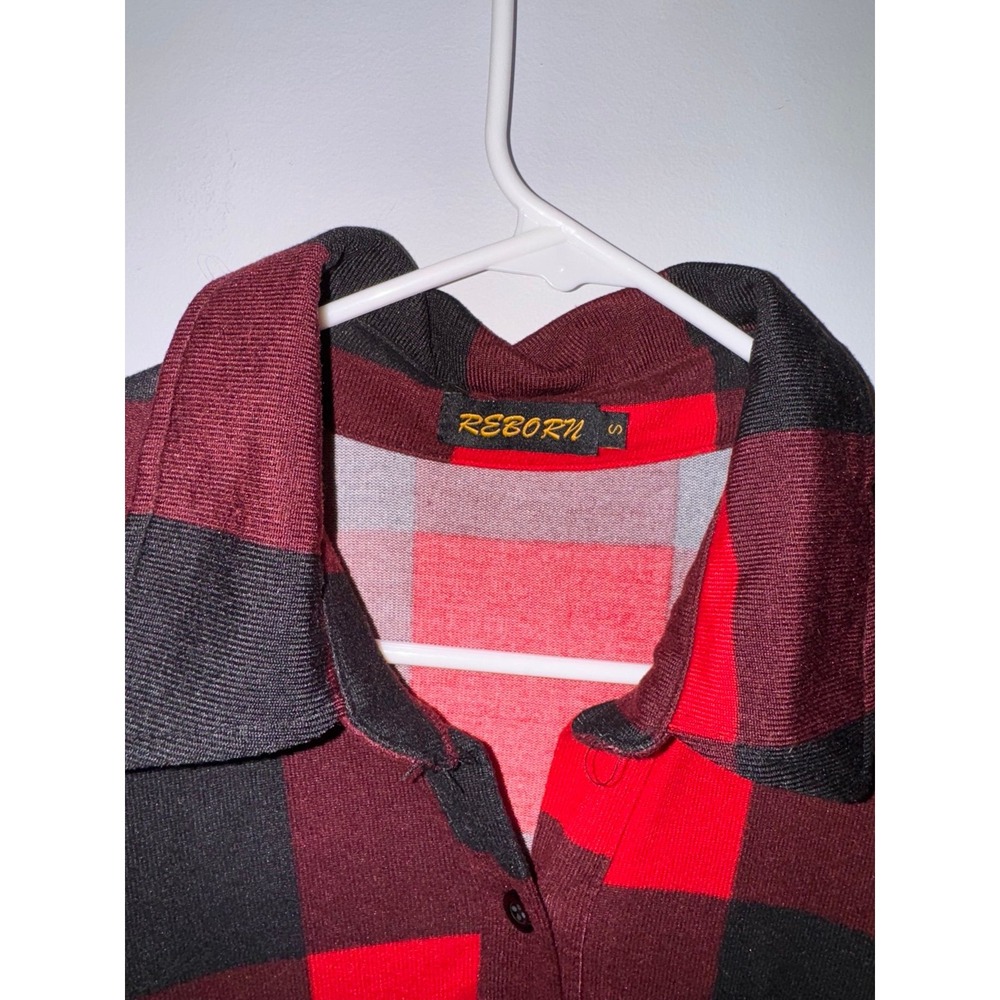 Reborn Women's Black &‎ Red Plaid Duster Maxi Dress - Picture 4 of 10